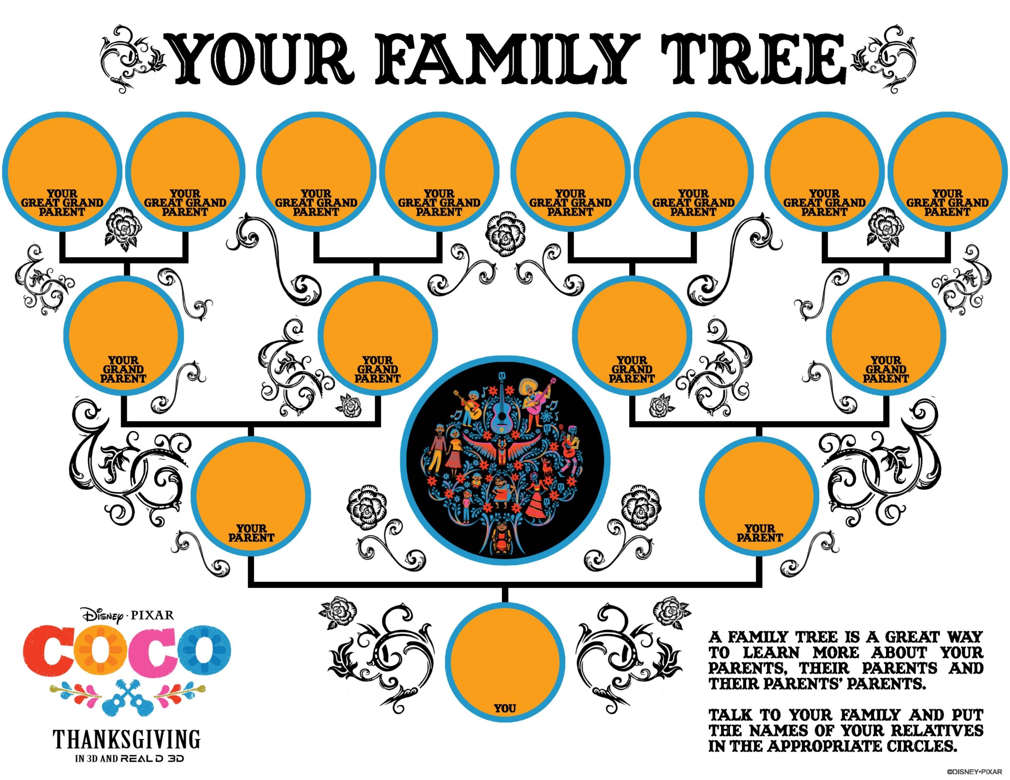  Disney  Pixar Coco  family  tree  printable page 001 LET S 